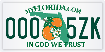 FL license plate 0005ZK