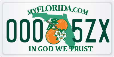 FL license plate 0005ZX