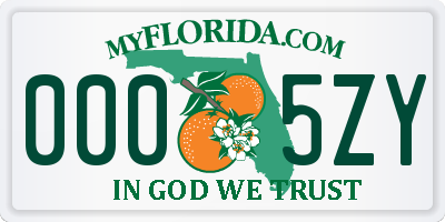 FL license plate 0005ZY
