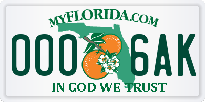 FL license plate 0006AK