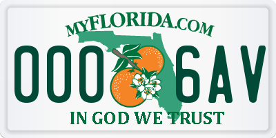 FL license plate 0006AV