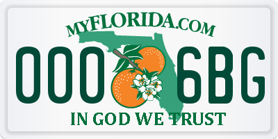 FL license plate 0006BG