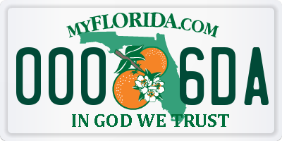 FL license plate 0006DA
