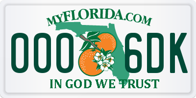 FL license plate 0006DK