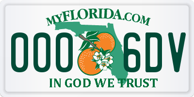 FL license plate 0006DV