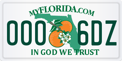 FL license plate 0006DZ