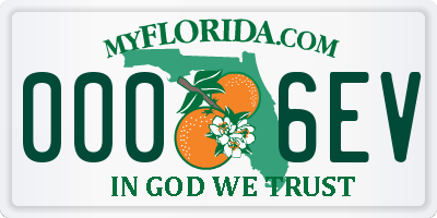 FL license plate 0006EV