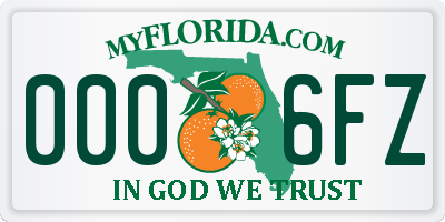 FL license plate 0006FZ