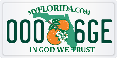 FL license plate 0006GE
