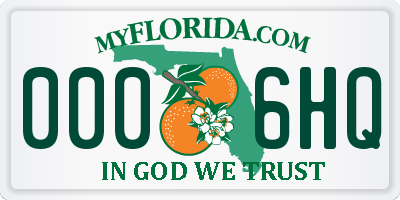 FL license plate 0006HQ