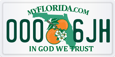FL license plate 0006JH