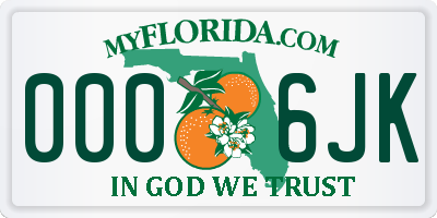 FL license plate 0006JK