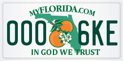 FL license plate 0006KE