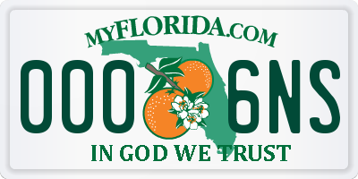 FL license plate 0006NS