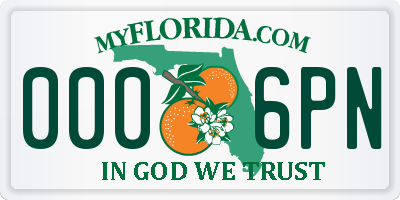 FL license plate 0006PN