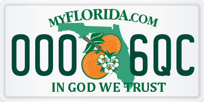 FL license plate 0006QC