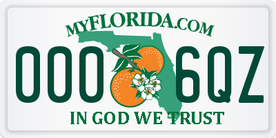 FL license plate 0006QZ