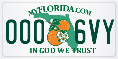 FL license plate 0006VY