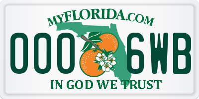 FL license plate 0006WB