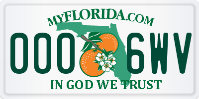 FL license plate 0006WV