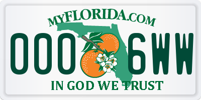 FL license plate 0006WW