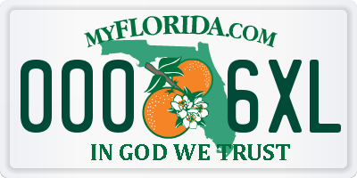 FL license plate 0006XL
