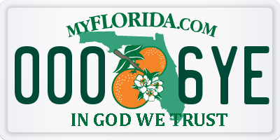 FL license plate 0006YE
