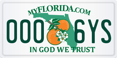 FL license plate 0006YS