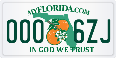 FL license plate 0006ZJ
