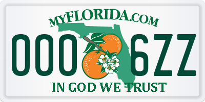 FL license plate 0006ZZ