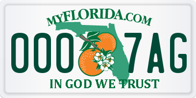 FL license plate 0007AG