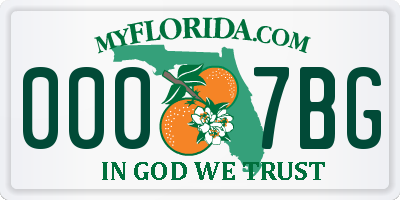 FL license plate 0007BG