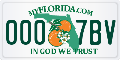 FL license plate 0007BV