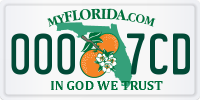 FL license plate 0007CD