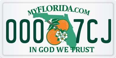 FL license plate 0007CJ