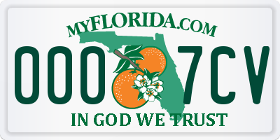 FL license plate 0007CV
