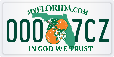 FL license plate 0007CZ