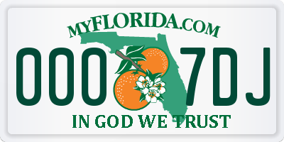 FL license plate 0007DJ