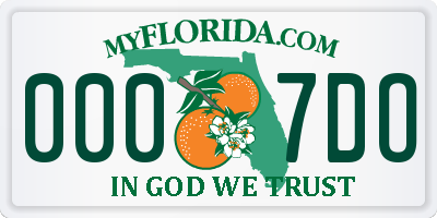 FL license plate 0007DO