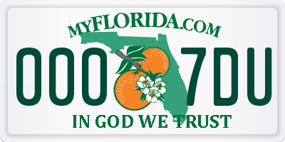 FL license plate 0007DU