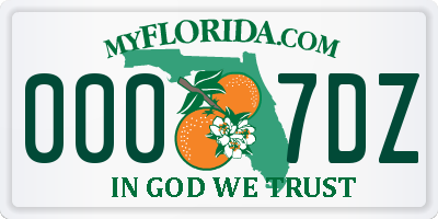 FL license plate 0007DZ