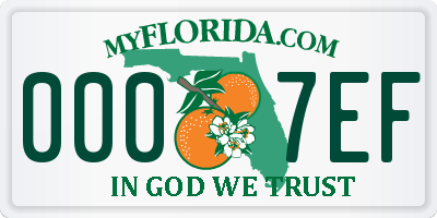 FL license plate 0007EF