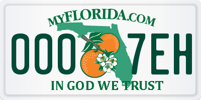FL license plate 0007EH