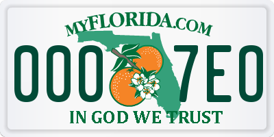FL license plate 0007EO