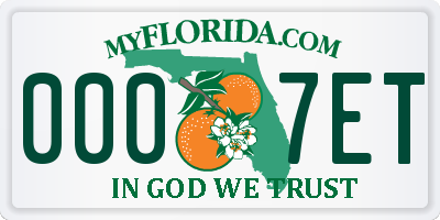 FL license plate 0007ET