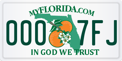 FL license plate 0007FJ