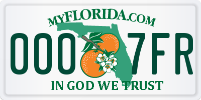 FL license plate 0007FR
