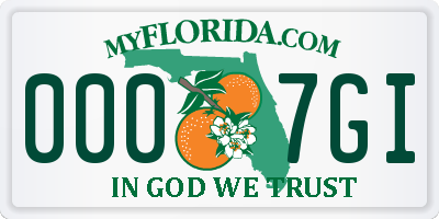 FL license plate 0007GI