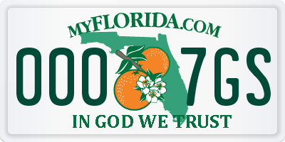 FL license plate 0007GS