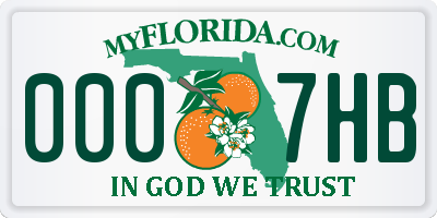 FL license plate 0007HB